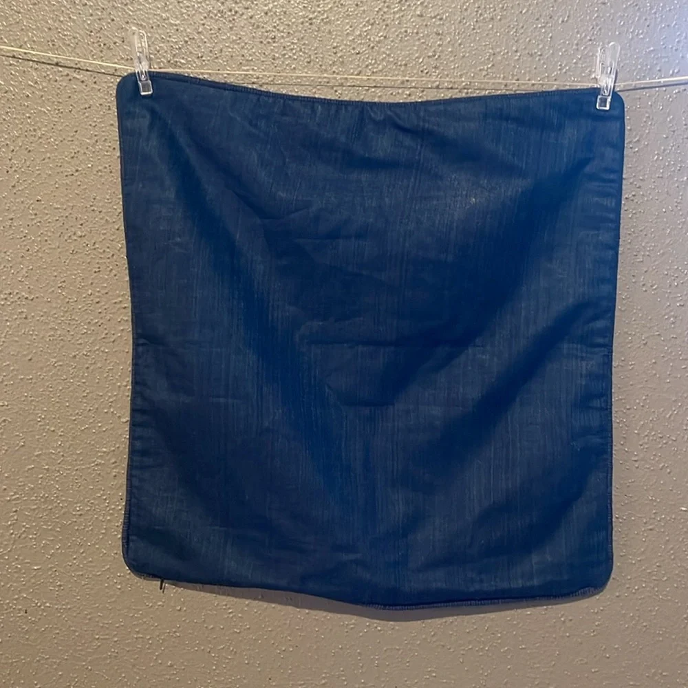 Crate&Barrel Hayward Silk Throw Pillow Cover in Navy Blue